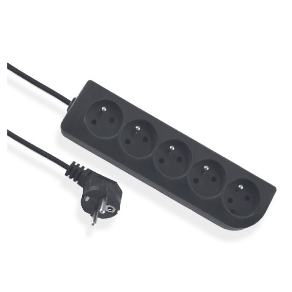 Przedłużacz 5 gniazd z uziemieniem, 3m - 5x2P+Z 10A 250V. czarny - EPS-503-2 Elgotech