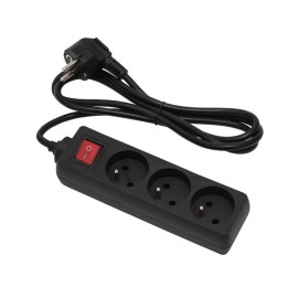 Przedłużacz z wyłącznikiem 3 gniazda z uziemieniem, 3m - 3x2P+Z 10A 250V czarny - EPS-303W-2 Elgotech