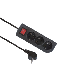 Przedłużacz z wyłącznikiem 3 gniazda z uziemieniem, 5m - 3X2P+Z 10A 250V czarny - EPS-305W-2 Elgotech