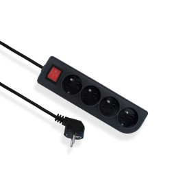 Przedłużacz z wyłącznikiem 4 gniazda z uziemieniem, 1,5m - 4x2P+Z 10A 250V czarny - EPS-401,5W-2 Elgotech