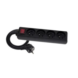 Przedłużacz z wyłącznikiem 4 gniazda z uziemieniem, 5m - 4x2P+Z 10A 250V czarny - EPS-405W-2 Elgotech