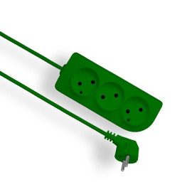Przedłużacz 3 gniazda bez uziemienia, 1,5m - 3X2P 10A 250V, zielony - EPS-31,5-7 Elgotech