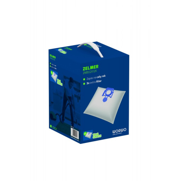 Worwo Perfect Bag ZMB02X12K Niebieski Zelmer kpl`12 szt +3 filtry  [005700]