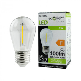 Żarówka LED 1W do girland, Dekoracyjna Ozdobna Filament E27 