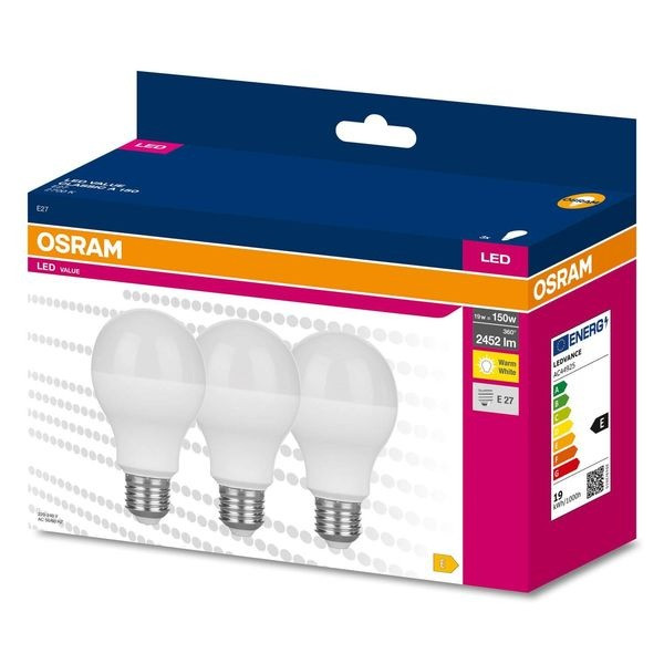 Żarówka LED E27 19W ( 150W) 2452lm 230V 2700K (ciepło-biała) - LED VALUE OSRAM (cena za op. 3 szt.)