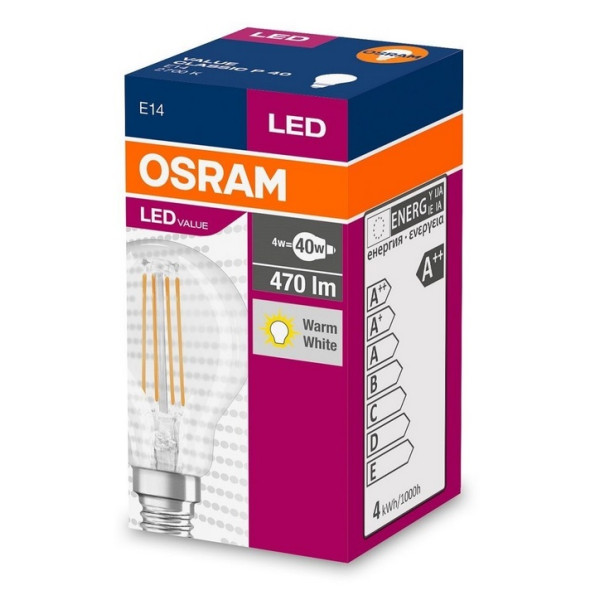 Żarówka LED E14 4W (zamiennik 40W) 470lm 2700K - kulka LED VALUE CLP40 4W E14 Osram