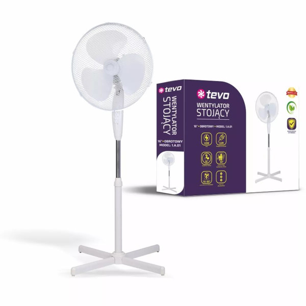 Tevo wentylator podłogowy 40cm 45W, biały  FAN1.A.01