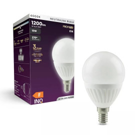 Żarówka LED E14 12W (zamiennik 96W) 1200lm - glob G60 230V 4000K (neutralno-biała) - ELDG034NW INQ