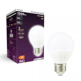 Żarówka LED E27 12W (zamiennik 96W) 1200lm - glob G60 230V 4000K (neutralna-biała) - ELDG035NW INQ