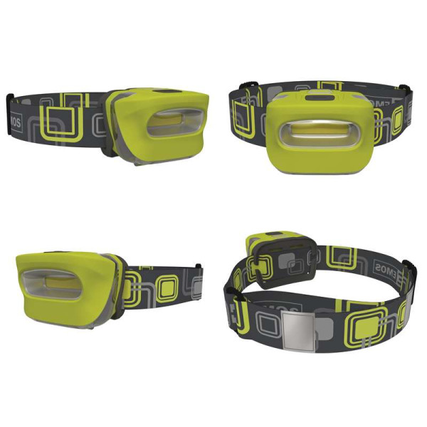 Latarka czołowa LED COB 2W SOS zielona P3528