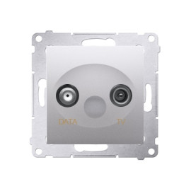 DAD1.01/43 GNIAZDO TV-DATA. DWA PORTY WEJŚC "F" (MODUŁ) 5-1000 MHz, SREBRNY MAT