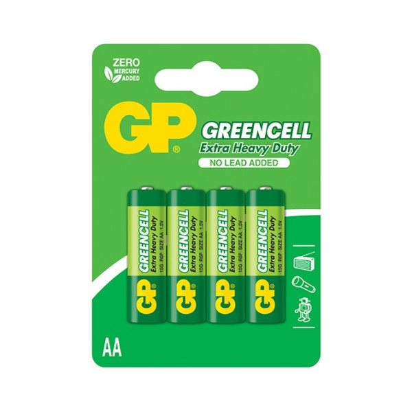 Bateria AA (R6) cynkowo-chlorkowa 1,5V - 15G-U4 Greencell GP (cena za blister 4 szt.)