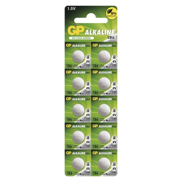 Bateria alkaliczna 1,5V zegarkowa (LR43, AG12) - 186-U10 GP (cena za 10 szt.)