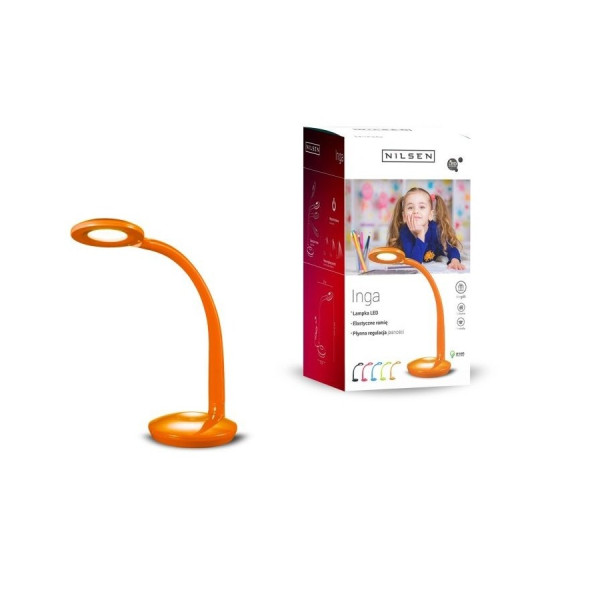 INGA lampka biurkowa LED 4,6W 260lm 4000K regulacja jasności POMARAŃCZOWA PX014 (+)