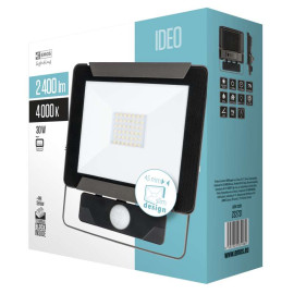 Naświetlacz LED 30W 2400lm, 4000K, z czujnikiem ruchu, IP54, slim, czarny - ZS2731 IDEO Emos