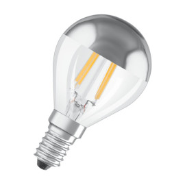 Żarówka LED E14 4W (zamiennik 31W) 350lm - kulka lustrzana silver 2700K (ciepło-biała)