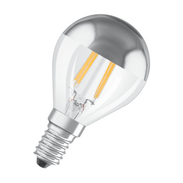Żarówka LED E14 4W (zamiennik 31W) 350lm - kulka lustrzana silver 2700K (ciepło-biała)
