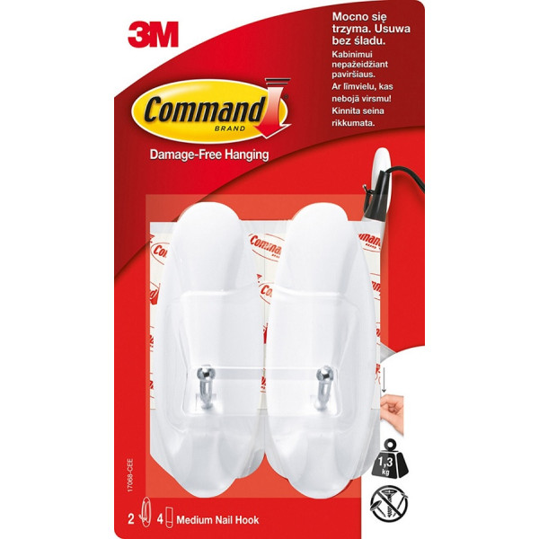 Haki Command™ z metalowym uchwytem wielokrotnego użytku 17068 1,3kg (2 szt. + 4 paski)