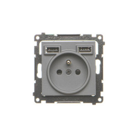 TGZ1ZUSB2CA.01/116 Gniazdo z ładowarką USB, C+A, (moduł), 2,1A, 16A grafitowy mat - Simon 55