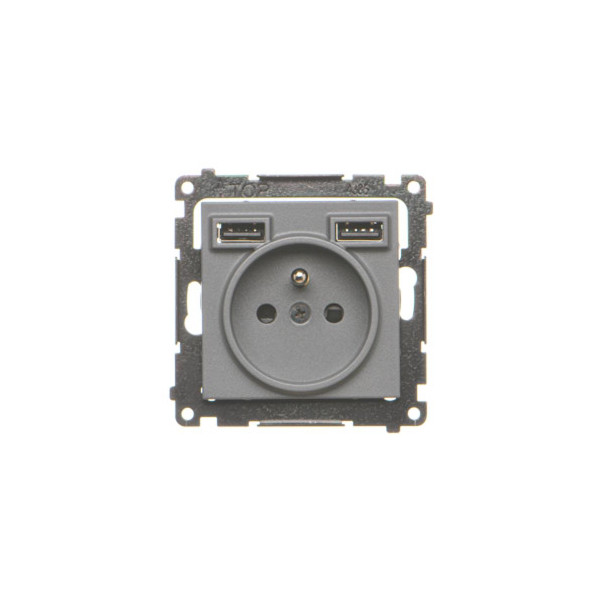 TGZ1ZUSB2CA.01/116 Gniazdo z ładowarką USB, C+A, (moduł), 2,1A, 16A grafitowy mat - Simon 55