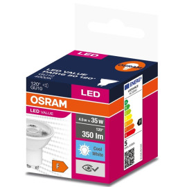 Żarówka LED GU10 4,5W 350lm - 230V 4000K (neutralna-biała) 120 stopni - LED VALUE PAR16 50 OSRAM