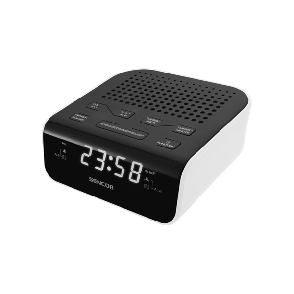 Sencor radiobudzik SRC 136 WH ,LED , FM , 230V/AA , biały  [156238]
