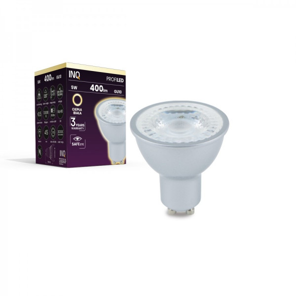 Żarówka LED GU10 5,0W (zamiennik 35W) 400lm 230V 3000K (ciepło-biała) - LR080WW PROFILED INQ