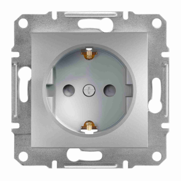 Gniazdo pojedyncze SCHUKO z przesł. bez ramki, aluminium EPH2900261