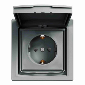 Asfora Gniazdo SCHUKO IP44 z ramką, (jednokrotne) stal EPH3100362