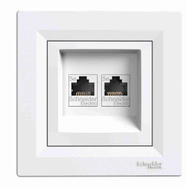 Asfora Gniazdo komputerowe 2x RJ45 kat.5e UTP, białe EPH4400121