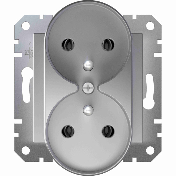 Gniazdo podwójne 2P+PE do systemu ramkowego, aluminum EPH9810261