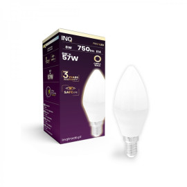 Żarówka LED E14 8W (zamiennik 57W) 750lm - B37 świecowa 230V 3000K (ciepło-biała) - LB202WW PROFILED INQ