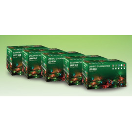 XMAS100-WHITE  Lampki choinkowe LED 100 białe-ciepłe, IP20, 4W, 8 programów, przewód 10m  