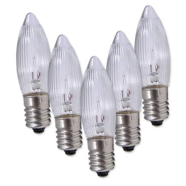 Żarówki choinkowe 3W/15V E10 przeźroczyste (komplet 5 szt.) (-)