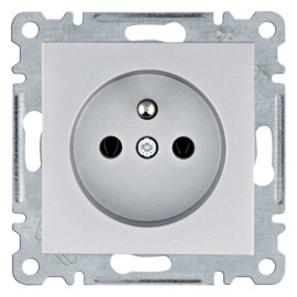 WL1022 lumina Gniazdo zasilające z uziemieniem, 16A/250VAC, srebrny