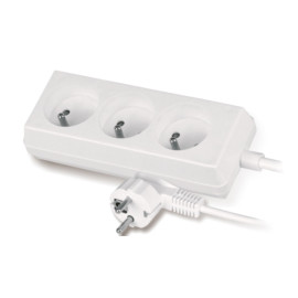 Przedłużacz 3 gniazda z uziemieniem, 3m - 3x2P+Z, 10A, 250V - PS-370/3,0 E BIAŁY Plastrol