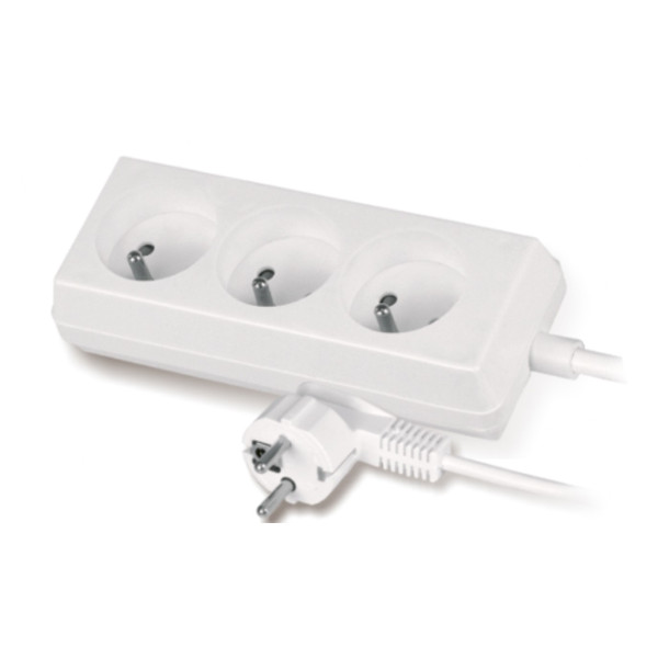 Przedłużacz 3 gniazda z uziemieniem, 3m - 3x2P+Z, 10A, 250V - PS-370/3,0 E BIAŁY Plastrol