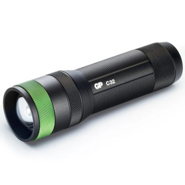 Latarka LED, aluminium, dioda CREE, 300lm, zasięg 100m, 2 tryby jasności, tryb SOS, smycz, (3xAAA) - Discovery C32BE 