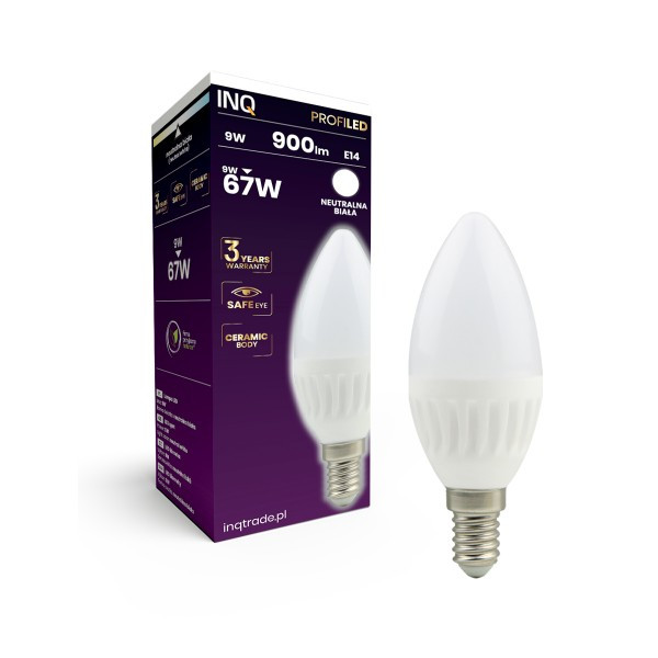 Żarówka LED E14 7W (zamiennik 54W) 700lm - świeczka 230V 4000K (neutralna-biała) - LB100NW PROFILED INQ