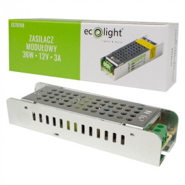 Zasilacz LED 36W 12V 3A IP20 SLIM 100x30x21   EC79768