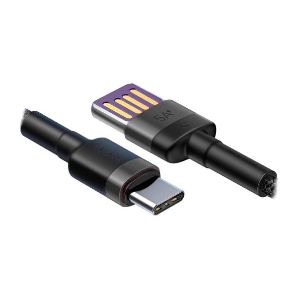 Przewód USB - USB C  - 5A, dł. 1m, nylonowy oplot, Baseus  [293557] LXROB02