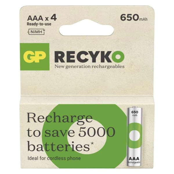 R03-650mAh Recyko NIMH (B25164) akumulator AAA (R03) 1.2V 65AAAHCER21-2TLB4 (cena za blister 4 szt.)