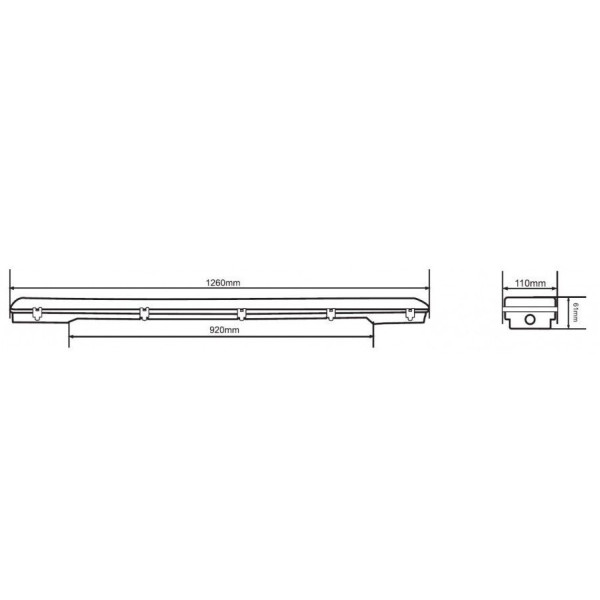 Oprawa hermetyczna 120cm do 2 tub LED 120 cm T8 G13, IP65, zasilanie jednostronne, klosz PS - OLSA TECHNIC WP22-01 INQ