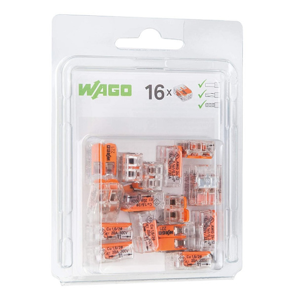 221-412 - Złączka uniwersalna COMPACT 2x0,2-4mm DR/LIN (blister 16 szt.)