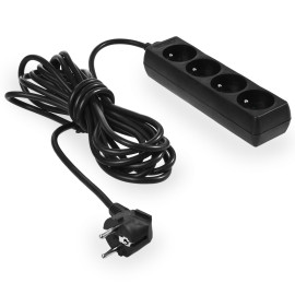 Przedłużacz 4 gniazda z uziemieniem, 3m - 4x2P+Z, 10A, 250V - PS-470/3,0 E CZARNY Plastrol
