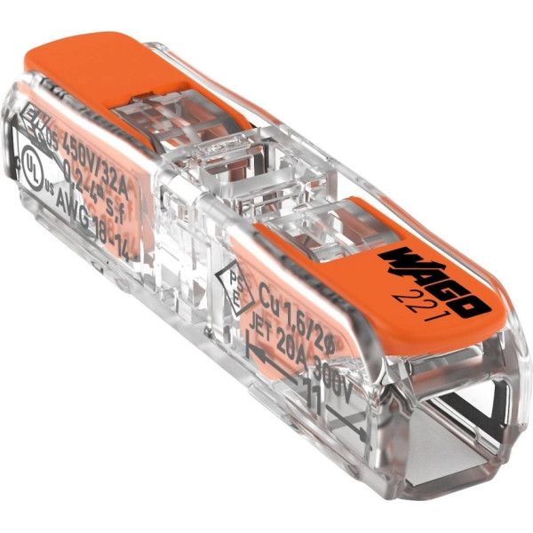221-2411 INLINE - Złączka instalacyjna 0,2-4,0mm2 DR/LIN 1 tor WAGO