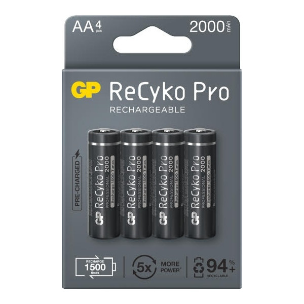 Akumulator AA (R6) Ni-MH ReCyko+ PRO (czarne/srebrne) - 2100(2000mAh) 1,2V - 210AAHCBN-GB4 GP (cena za blister 4 szt.)