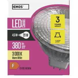 Żarówka LED MR16 12V GU5,3 4,5W ( 28W) 380lm 3000K ciepło-biała - ZQ8433 Emos