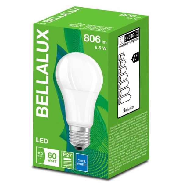 Żarówka LED E27 8,5W (zamiennik 60W) 806lm - A60 230V 4000K (neutralno-biała) - Bellalux CL A60 