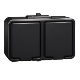 NT230H05  gniazdo podwójne 2P+PE, IP44, czarne Cedar